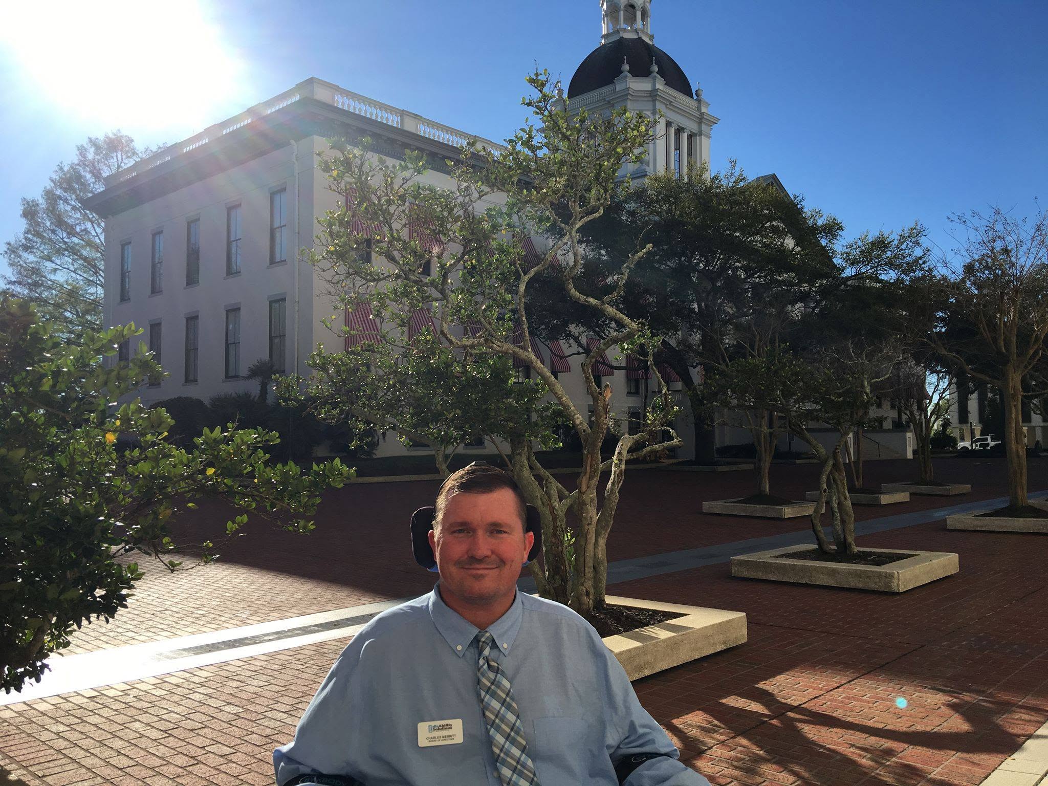 Charlie Merritt at the Florida State Capitol during a disability advocacy visit